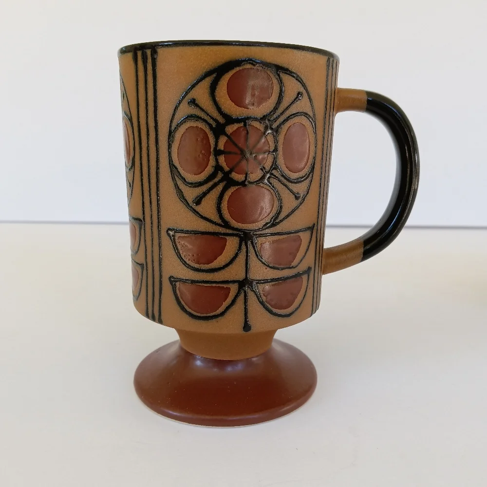 Vintage 70s Jonas Roberts Japan Stoneware Footed Mug